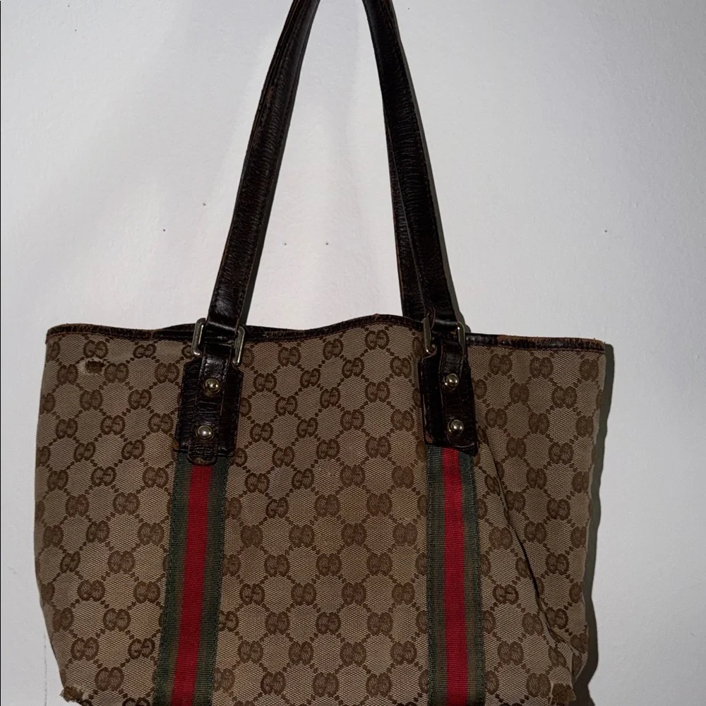 Gucci Beige and Brown Monogram Tote - Picture 5 of 6